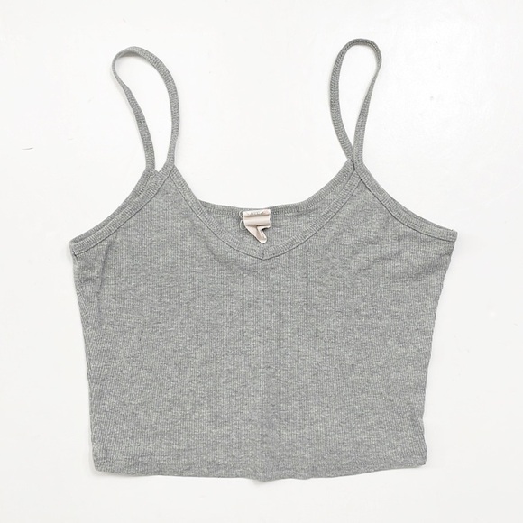 Honolua Wahine Hawaii light gray ribbed cropped cami tank top - Picture 1 of 4